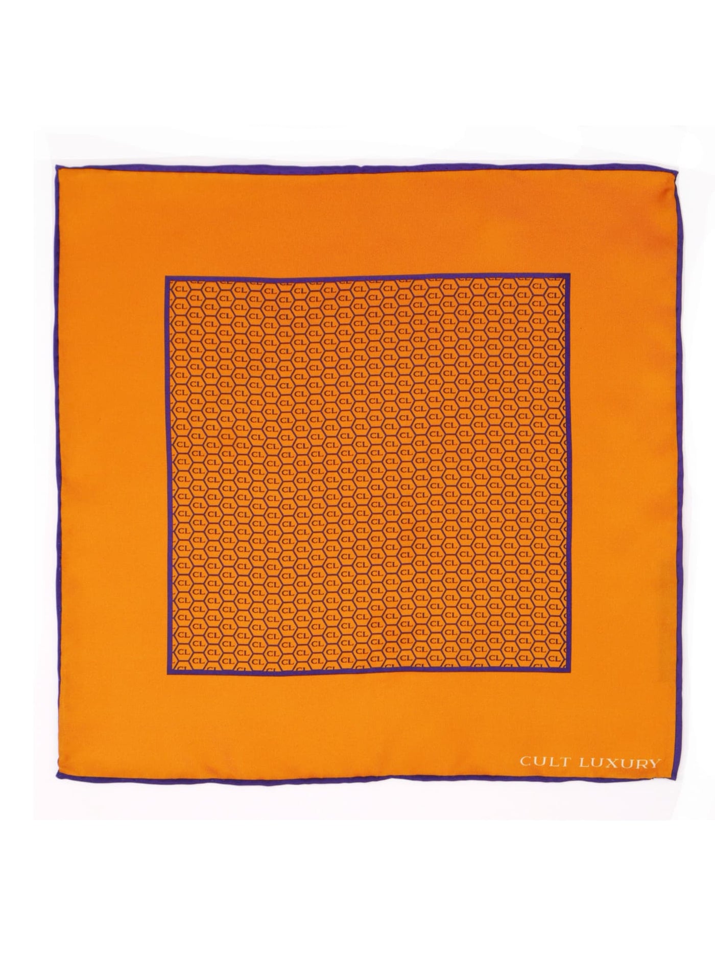 Vibrant orange silk pocket square from Cult Luxury, designed in premium silk twill for a bold and stylish statement.