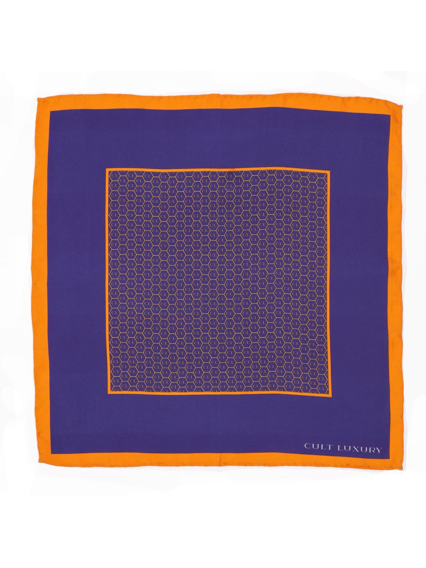 Royal blue silk pocket square by Cult Luxury, made from lightweight silk twill for timeless sophistication.